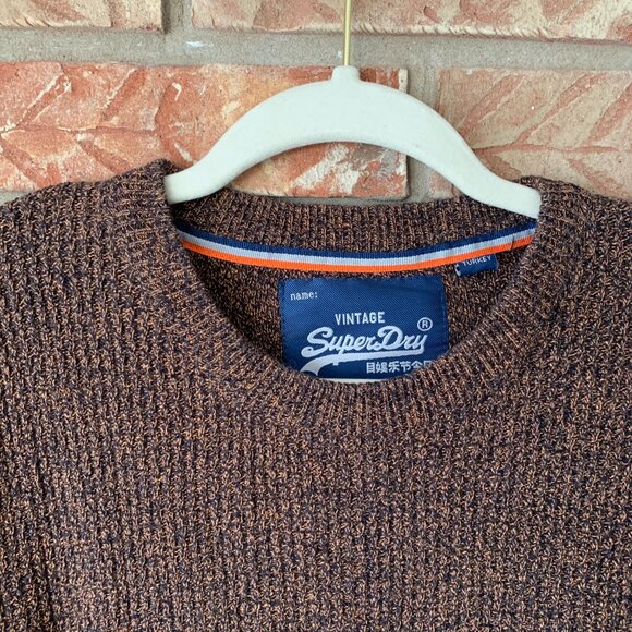 Superdry Vintage Men's Crew Neck Textured Knit Medium 100% Cotton Sweater EUC - Picture 5 of 11